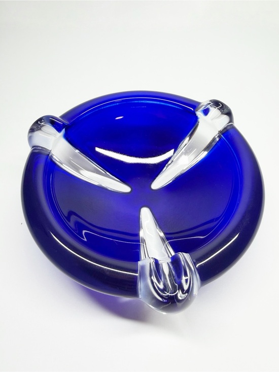 Other - Vintage Hand Blown Glass MCM Cobalt Blue Ashtray